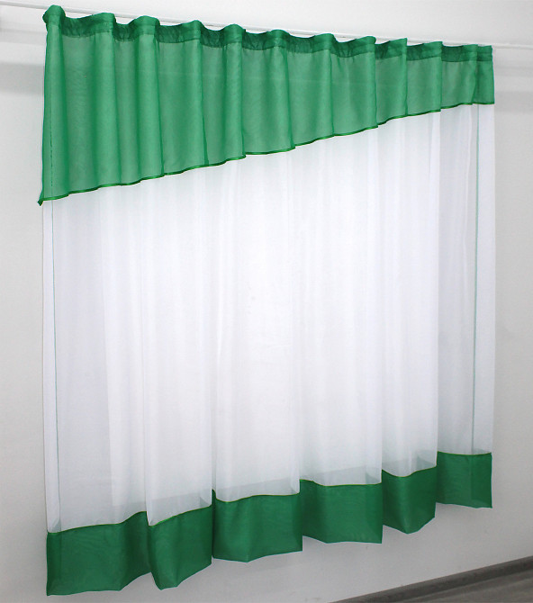 Кухонная занавеска VR-Textil № 047к белый с зеленым 280х170 см (52-0354) Киев - изображение 2