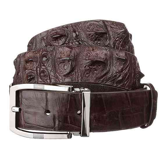 Ремень мужской из натуральной кожи крокодила Коричневый (CROCODILE LEATHER) Киев