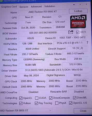 Відеокарта: RX6800XT 16Gb. ASUS TUF Київ