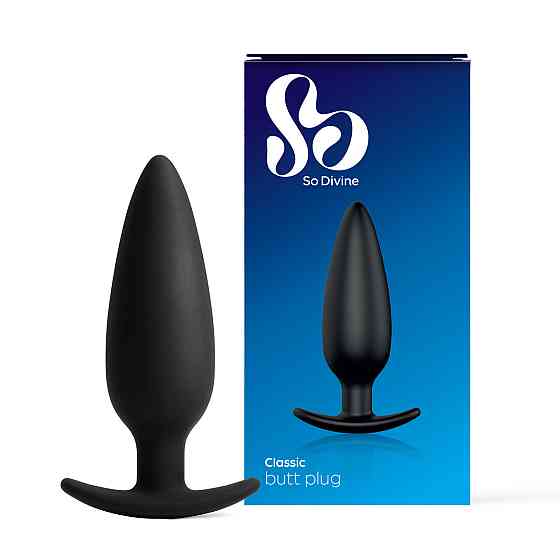 Анальная пробка силиконовая Classic, чёрная, So Divine (Великобритания) Sex Aura Киев