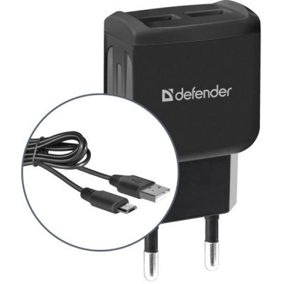 Зарядний пристрій Defender UPС-21 2xUSB,5V/2.1А кабель microUSB (83581) Вінниця - фото 2