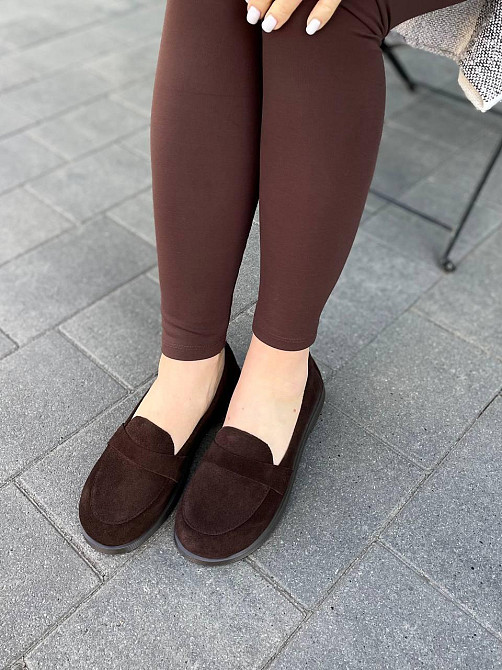 Лоферы женские MOD GAR шоколадные из натуральной замши демисезонные размер 36-40 (9864) Коломыя - изображение 1