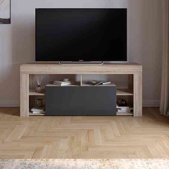 Тумба под телевизор с 4 полками М-ЗОН Джеко 140 Сонома/Антрацит (MZN-031036) Днепр