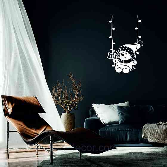 Декоративное настенное Панно «Снеговик», Декор на стену 110*68 см, Белый Киев