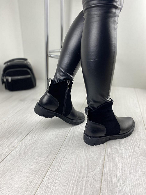 Жіночі черевики 21772 чорні шкіра+замша натуральна висота 11см (38р.39р.40р.) (1211) Коломия - фото 8
