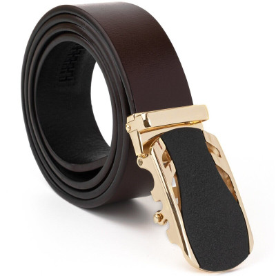 Ремінь Vintage З золотистою пряжкою автомат Коричневий (20323) Вінниця - фото 3