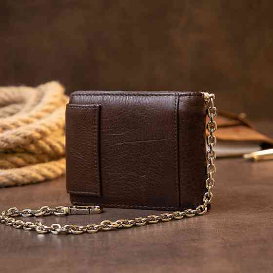 Портмоне унисекс с цепочкой Коричневое (Vintage) Киев