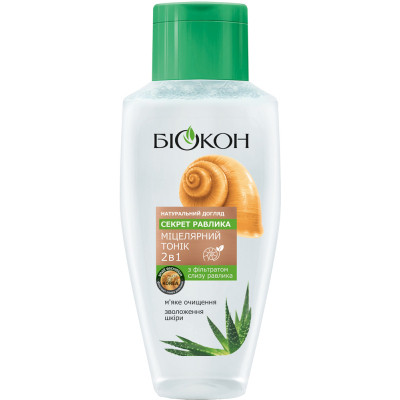 Тоник для лица Біокон Натуральный уход Мицеллярный 2 в 1 Секрет улитки 215 мл (4823110300398) Винница - изображение 1