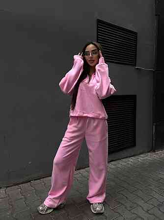Женский удобный теплый костюм из флиса двусторонний Розовый, 46/48 Одесса