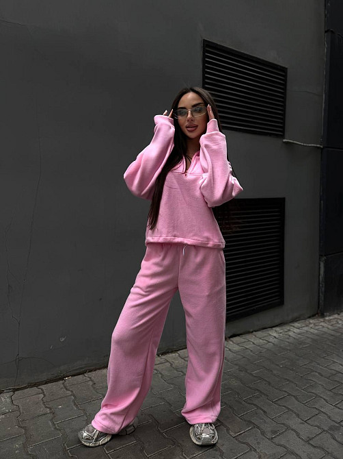 Женский удобный теплый костюм из флиса двусторонний Розовый, 46/48 Одесса - изображение 5