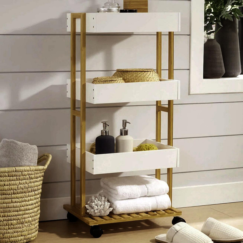 Етажерка для ванної на коліщатах "Павіліон" сієна-зефір Миколаїв - фото 1