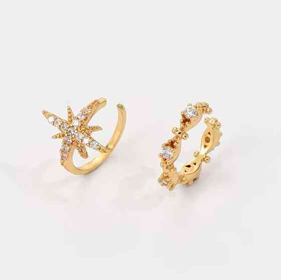 Набор каффов со стразами звезда и дуга без прокола бижутерия 2 шт Киев