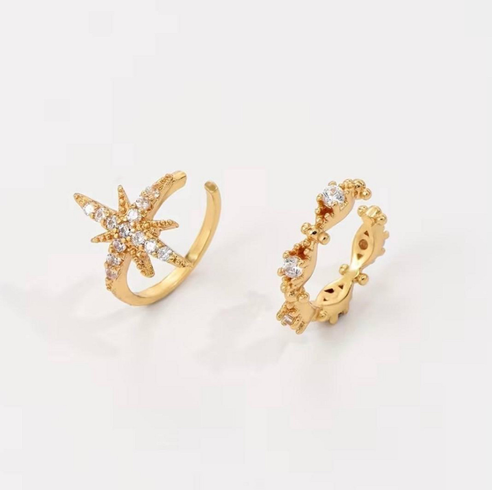 Набор каффов со стразами звезда и дуга без прокола бижутерия 2 шт Киев - изображение 1