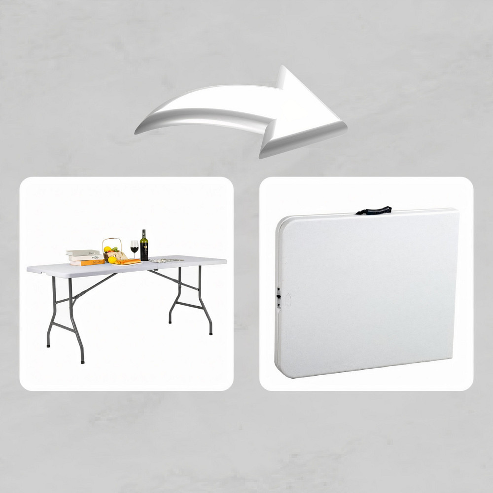 Садовий складний стіл валіза (180 × 75 х 77 см) зі сталі та пластику, легкий та міцний (Білий) Київ - фото 10