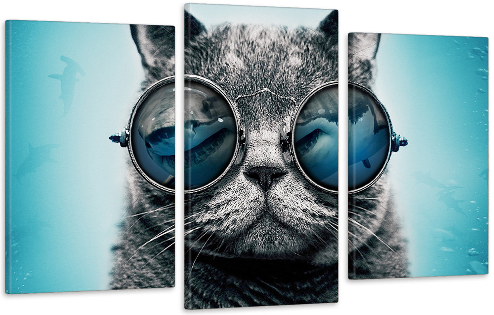 Модульная картина в гостиную / спальню Кіт в окулярах Art-588_3 100x150 см Киев - изображение 1
