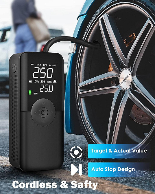 Автомобильный компрессор для шин с функцией Powerbank Киев - изображение 1