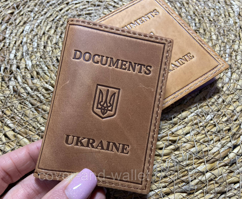 Шкіряна обкладинка на права та ID паспорт із файлами жовтого кольору ST Leather Київ - фото 1