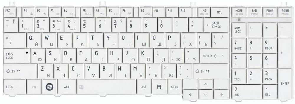 Клавиатура для ноутбука Toshiba Satellite (C650, C655, C660, C670, L650, L655, L660, L665, L670, L675) White, RU Вінниця - фото 2
