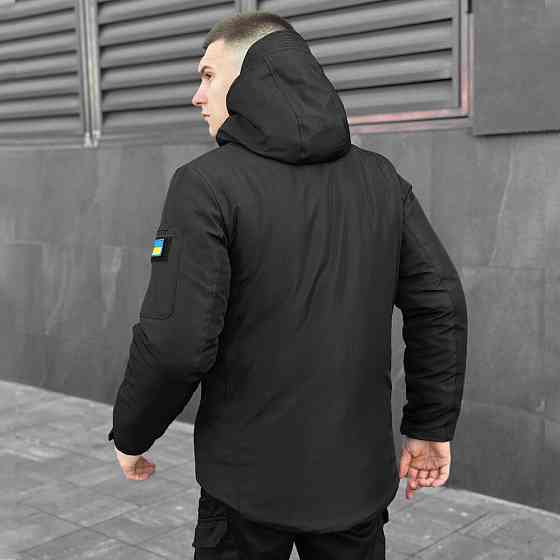 Черная мужская зимняя Куртка с капюшоном Pobedov Winter Jacket Motive ЗИМА В2 Киев
