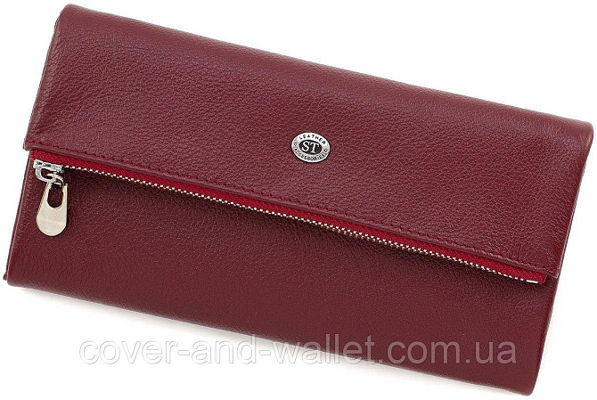 Модний жіночий довгий шкіряний гаманець чорного кольору ST Leather 269 Київ - фото 9