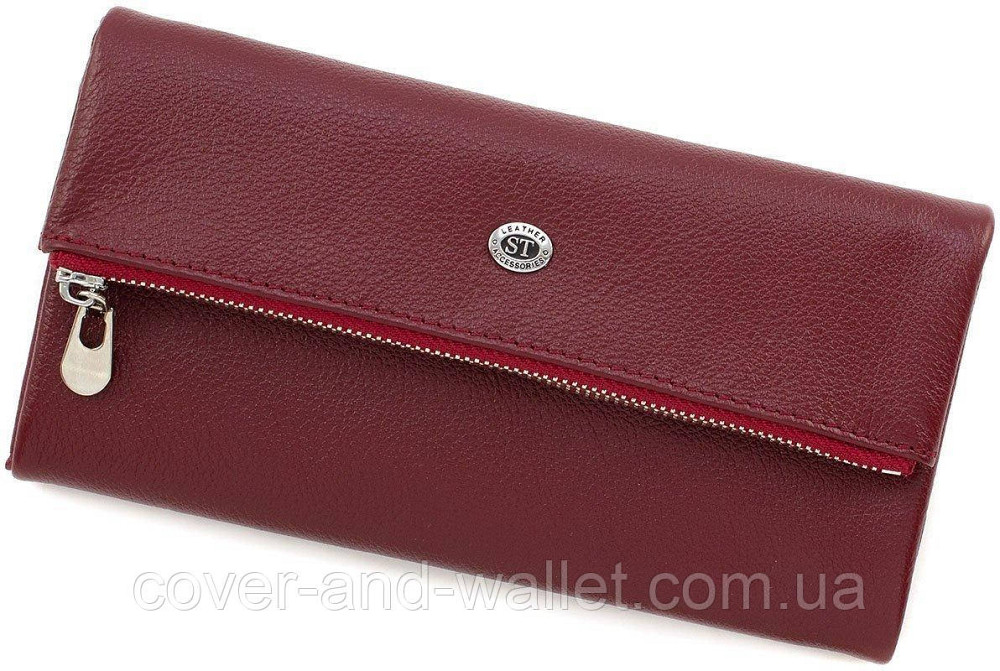 Модный женский длинный кожаный кошелек черного цвета ST Leather 269 Киев - изображение 9