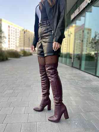 Nivelle Ботфорти жіночі NIVELLE марсала натуральна шкіра висота 50см обхват гомілки 35-37см каб Коломия