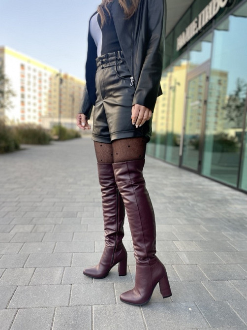 Nivelle Ботфорти жіночі NIVELLE марсала натуральна шкіра висота 50см обхват гомілки 35-37см каб Коломия - фото 2