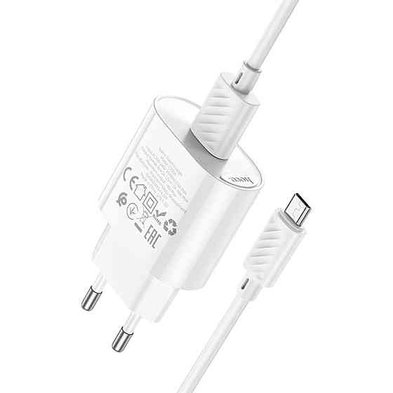 Мережевий зарядний пристрій HOCO C109A Fighter single port QC3.0 charger set(Micro) White Київ