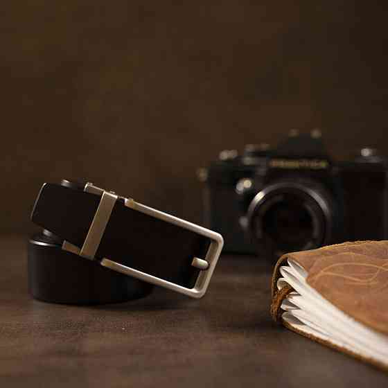 Мужской ремень с оригинальной автоматической пряжкой Vintage 20306 Черный Киев