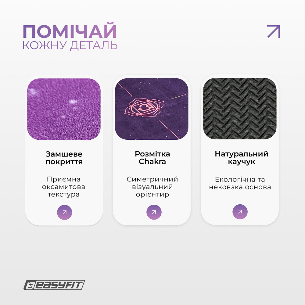 Килимок для йоги EasyFit Chakra Flow (замша-каучук) Коломия - фото 4