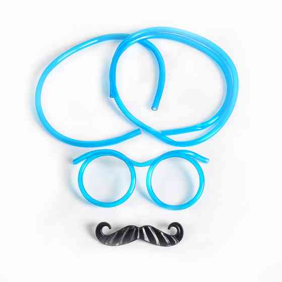Окуляри трубочка дитячі з вусами для пиття one size блакитний Київ