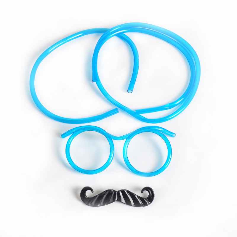 Очки трубочка детские с усами для питья one size голубой Киев - изображение 2
