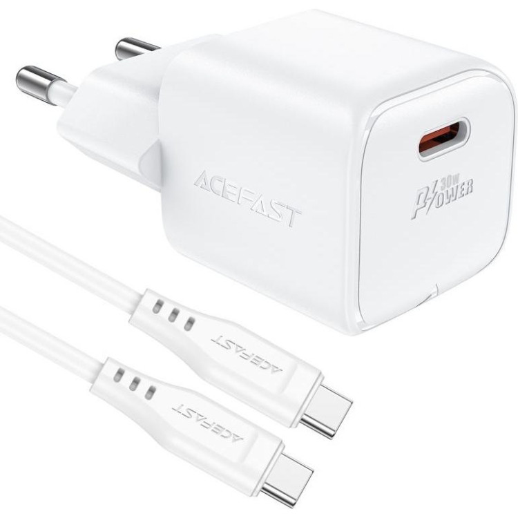 Зарядний пристрій USB-C 30W Gan A77 mini + USB-C cable Fast Charger White Acefast Винница - изображение 2
