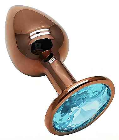 Анальна пробка з кристалом EGZO - Dark Gold Round Plug Aqua, size S Sex Aura Київ