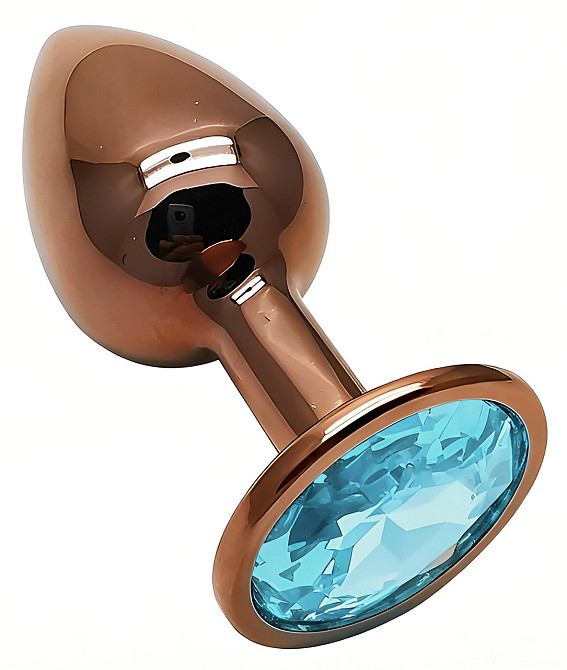 Анальна пробка з кристалом EGZO - Dark Gold Round Plug Aqua, size S Sex Aura Київ - фото 2