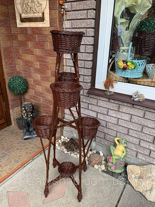 Плетеная коричневая подставка для 6шт вазон или цветов Киев - изображение 8