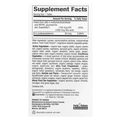 Вітамін Natural Factors Метилфолат, 1000 мкг, BioCoenzymated, Methylfolate, 60 таблеток (NFS-01241) Вінниця - фото 2