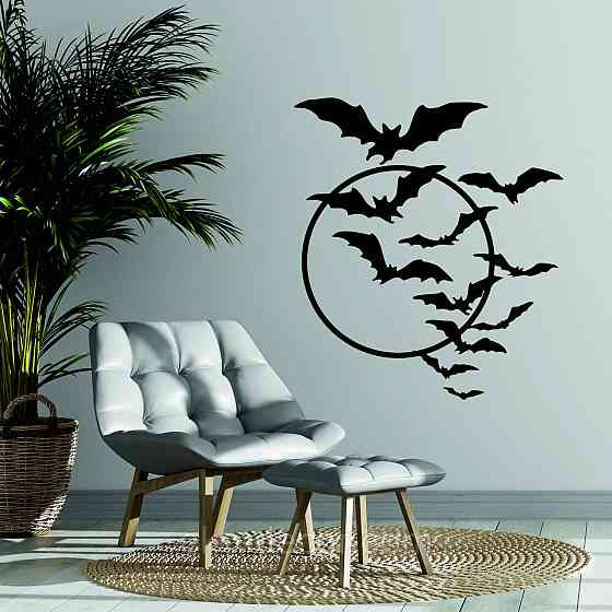 Декоративне настінне Панно «Кажани», Декор на стіну 70*62 см, Чорний Київ