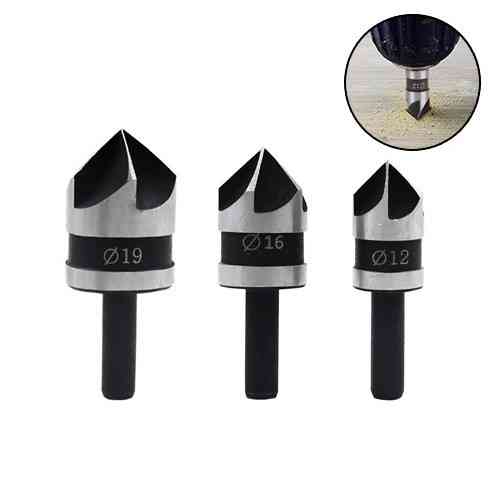 Набір зенківок по металу 3шт 12/16/19мм 90° циліндричні HSS сталь для свердління та обробки Київ
