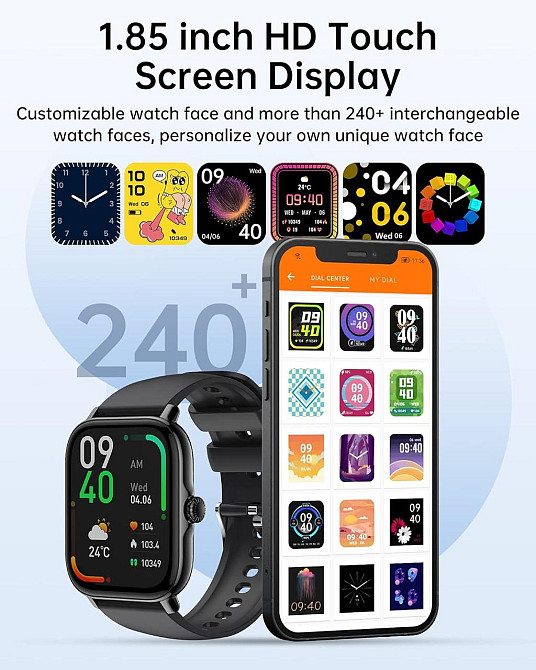 Смарт-годинник LLKBOHA P72: 1,85" HD-дисплей, Bluetooth-дзвінки, 111+ спорт-режимів, моніторинг здоров’я Київ - фото 2