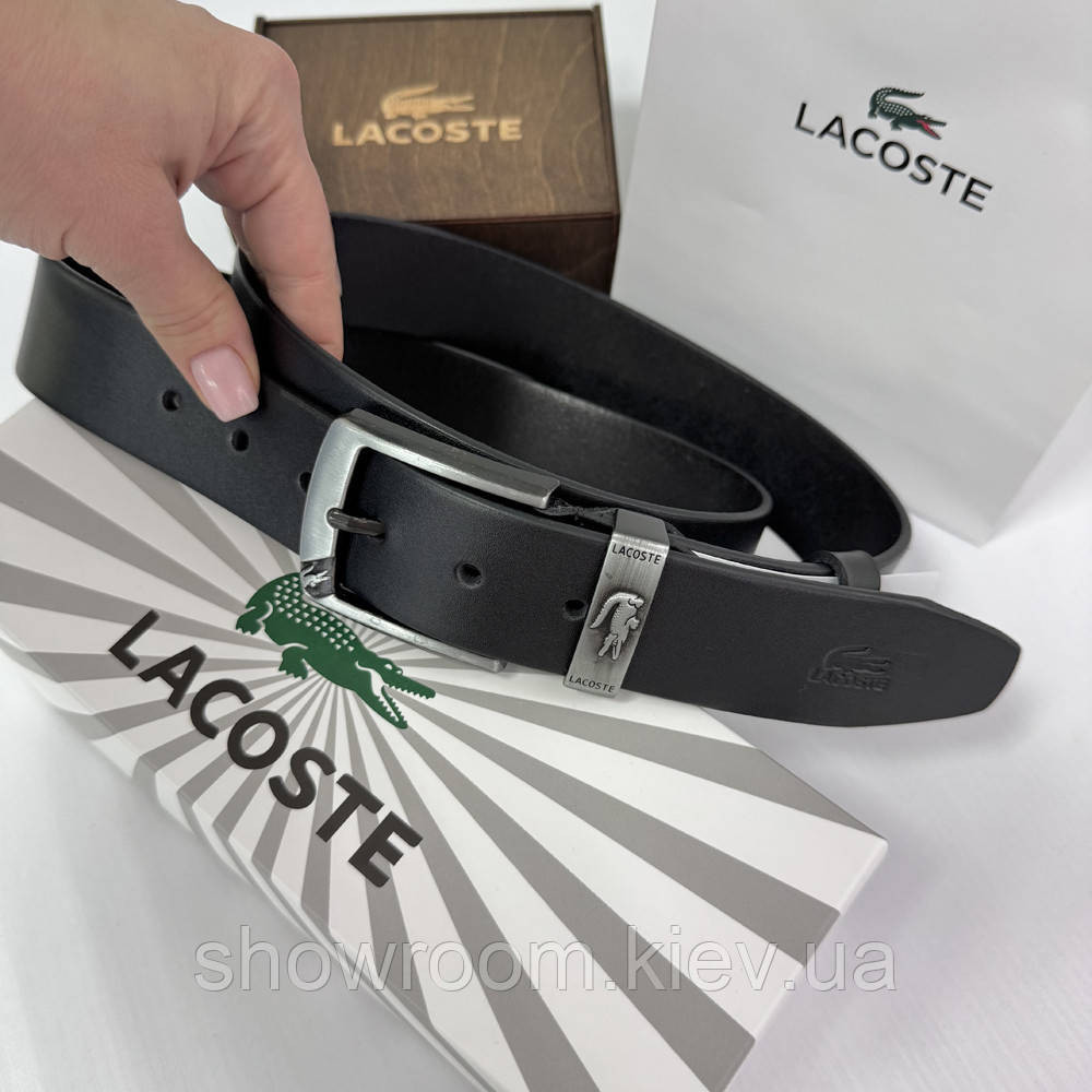 Чоловічий ремінь Lacoste з натуральної шкіри (986) Київ - фото 7