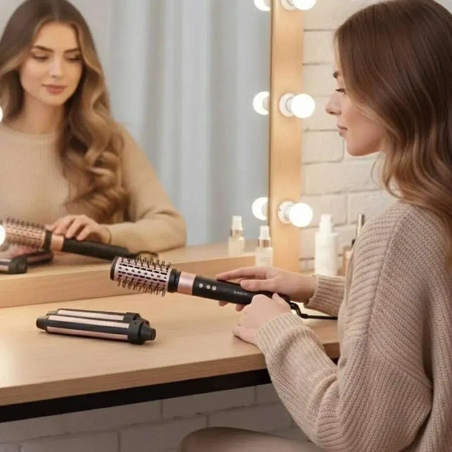 Фен-щітка SK-15018 1000 Вт, 3 в 1, нанокерамічне покриття, шнур 360°, що обертається, 6 насадок Одеса - фото 3