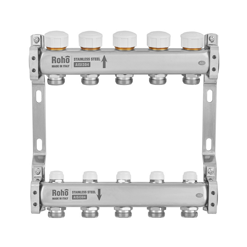 Колектор з термостатичними та запірними клапанами Roho R805-05M - 1"x 5 вих. (RO1045) Київ - фото 2