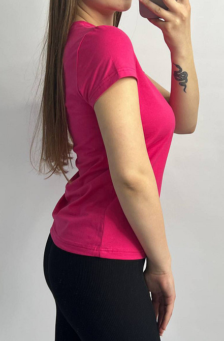 Базовая футболка женская удлиненная Малиновый XL Харьков - изображение 2