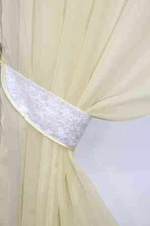 Кухонные шторы (270х170см) с ламбрекеном, на карниз 1-1,5м цвет бежевый с белым 00к 59-806 Киев