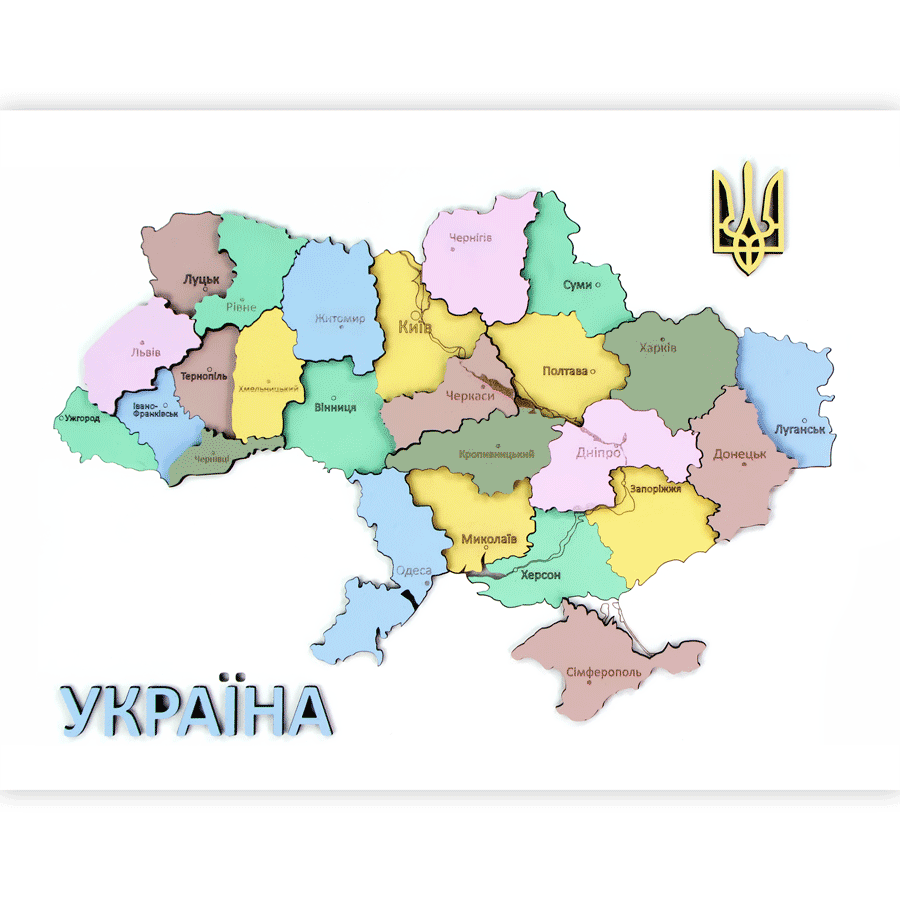 Набір Мапа України 3D пастельні кольори МДФ 24 5х18 5см ROSA TALENT Київ - фото 1