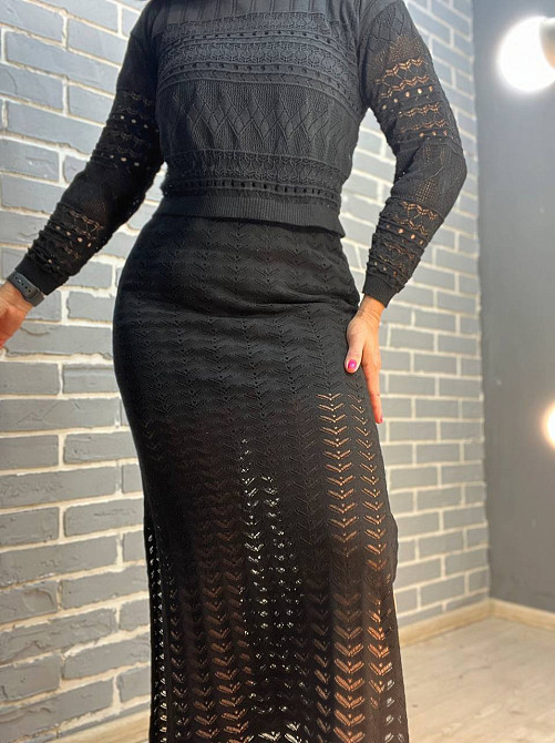 Костюм женский Mintas 2414-2416 прозрачный ажурный юбка разрезы и реглан one size, черный, one size Киев - изображение 9