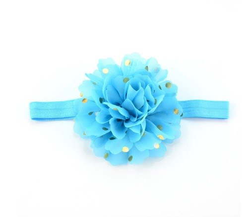 Пов'язка дитяча з квіткою блакитна - окружність 34-48см, діаметр квітки 10см Київ - фото 1