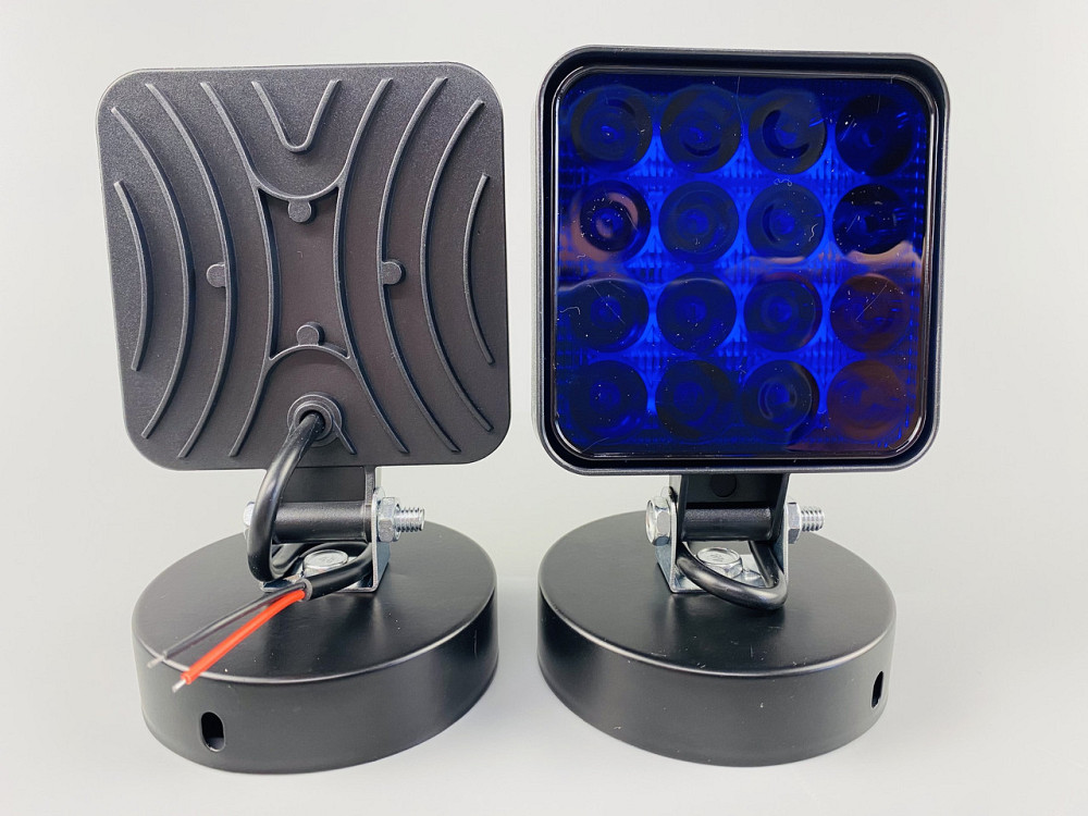 Фара LED квадратна 48 W 12 V 6500 K (16 діодів) (8.4 см х 8.4 см х 2 см) Mini (синя) Мукачево - фото 8