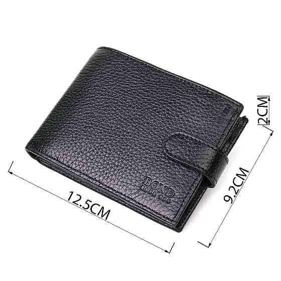 Горизонтальное портмоне для мужчин из натуральной зернистой кожи BOND 22059 Черный Киев